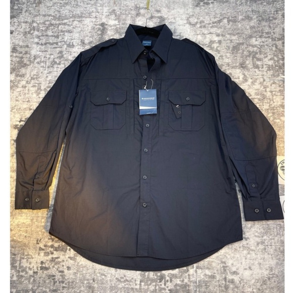 Propper Mens Long Sleeve Tactical Shirt Black Soil Stain Resistant Size L/R